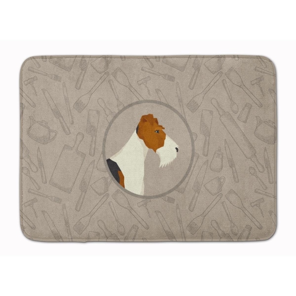 Carolines Treasures Fox Terrier in the Kitchen Machine Washable Memory Foam Mat CK2185RUG - main